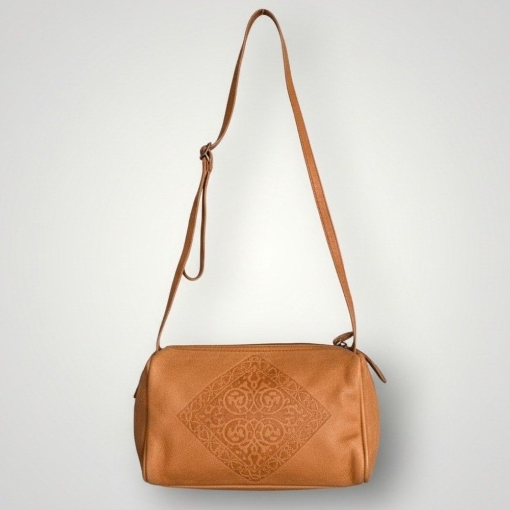 American West Leather Tooled Crossbody Bag Purse Brown Embossed Western Artisan